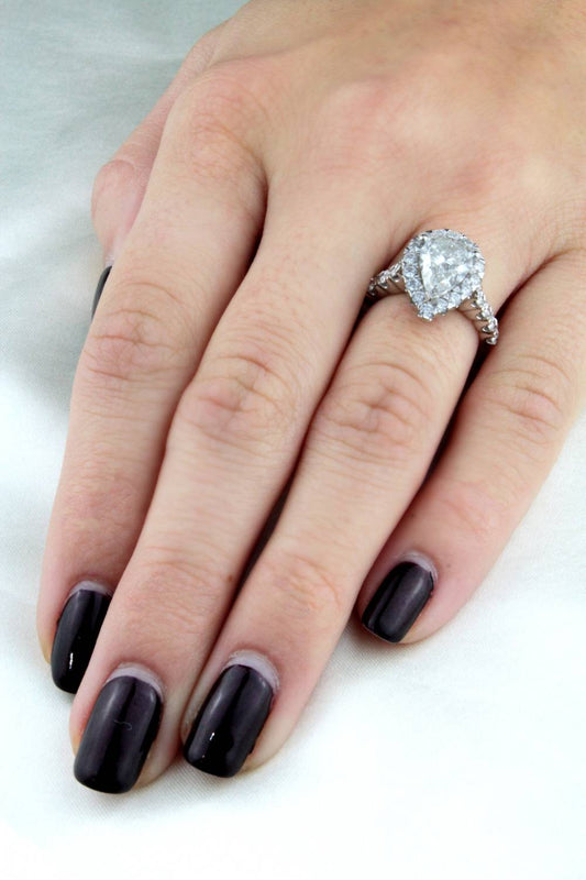 Normani - Women's Pear Shape Diamond Halo Pre-set Engagement Ring