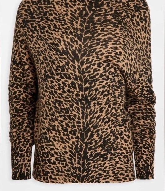 Brochu Walker - Cashmere Off Shoulder Animal Print Sweater