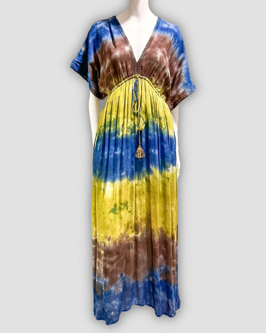 Paani - Women's Tie Dye Maxi Dolman Sleeve Midi Dress