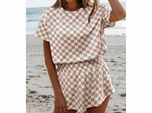 Aapparella - Checkerboard Top & High Waist Skort Set