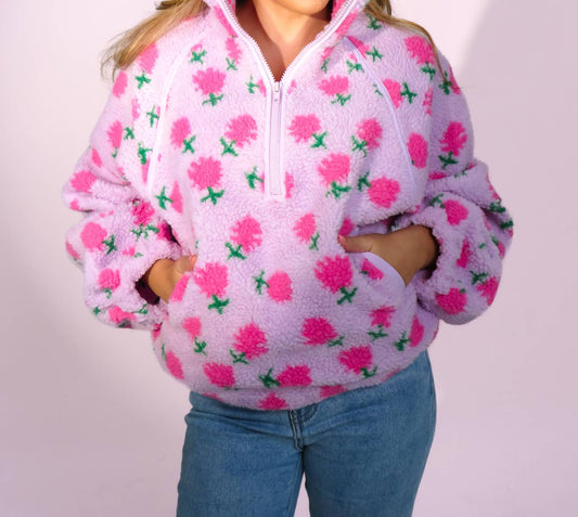 Very J - Sherpa Half Zip Sweater