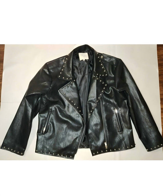 Fantastic Fawn - FAUX LEATHER STUDDED MOTO JACKET