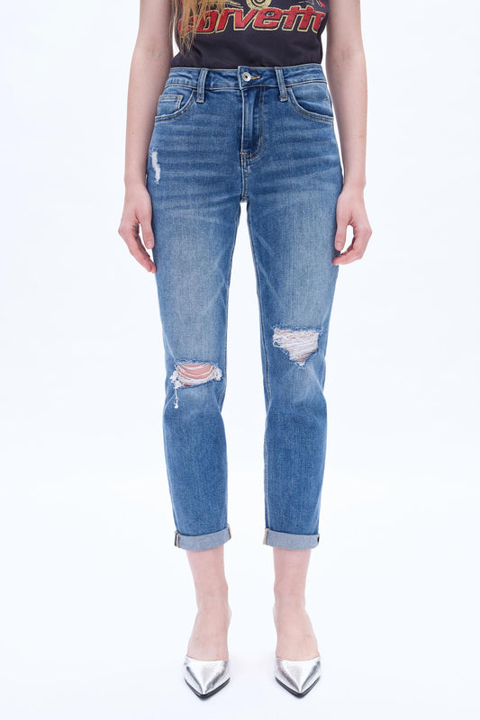 Bayeas - High Rise Relaxed Boyfriend Jeans