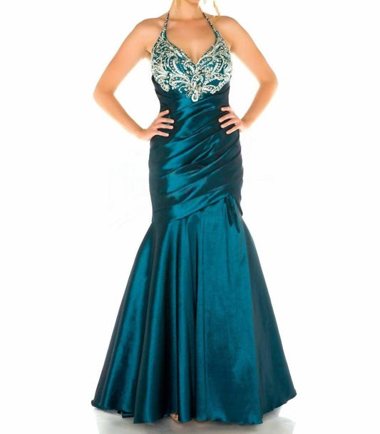 Mac Duggal - Halterneck Beaded Mermaid Gown