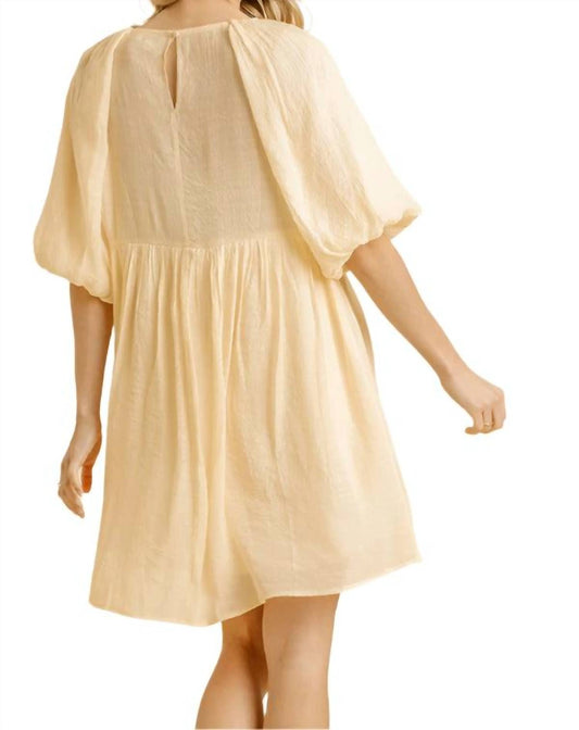 Umgee - Floral Embroidered Balloon Sleeve Dress