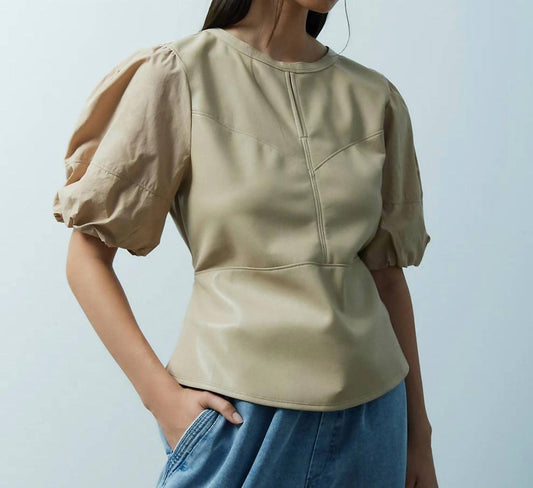 Melissa Nepton - Oska Puff Sleeve Faux Leather Top