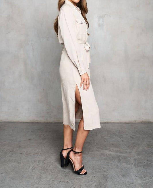 Paparazzi - Tencel Slub Long Sleeve Shirt Dress