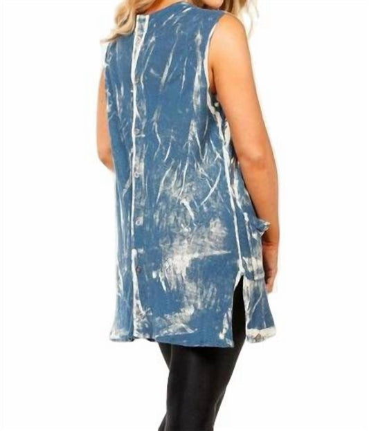 Bleach Linen Buttoned-Back Long Vest