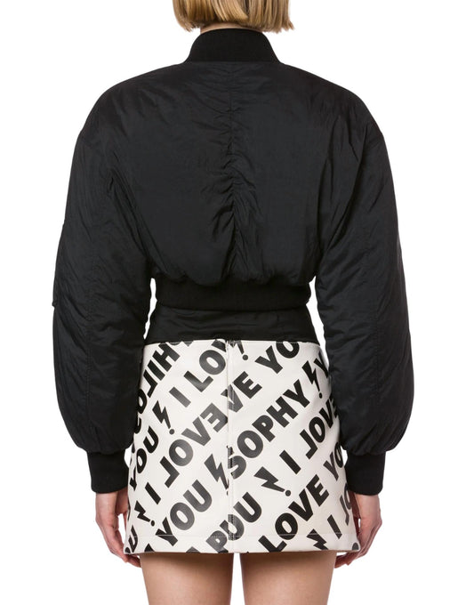 Nylon Cropped Bomber Jacket