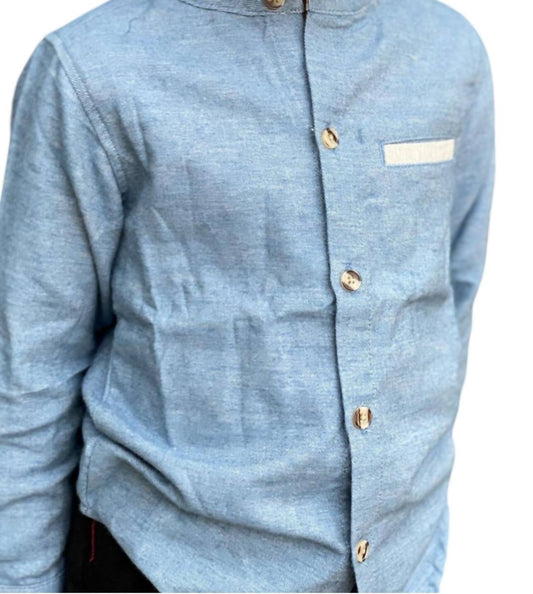 Me & Henry - Boy's Atoka Round Collar Woven Long Sleeve Shirt