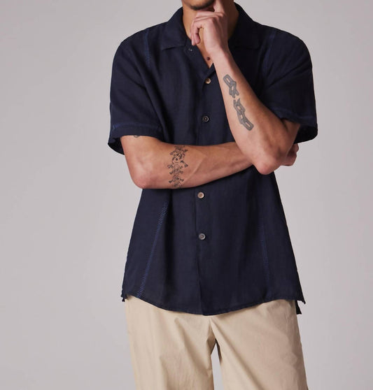 Paul Smith - Linen Short-sleeve Blanket-stitch Shirt