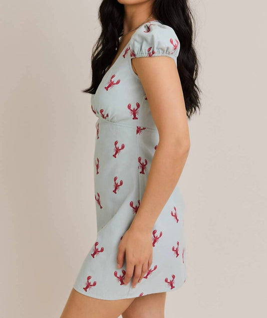 Lelis - Cap Sleeve V-Neck Lobster Graphic Mini Dress
