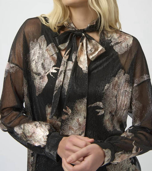 Joseph Ribkoff - Floral Sheer Tie Top
