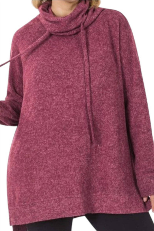 Zenana - Brushed Melange Funnel Neck Sweater