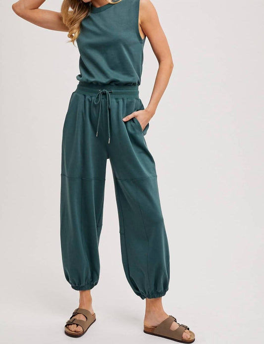 Bluivy - Drawstring Waist Sleeveless Active Jumpsuit