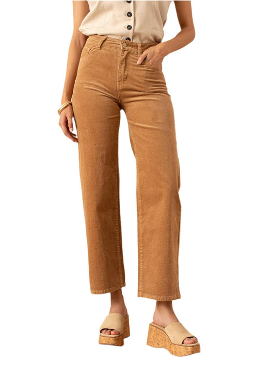 Vivid - Corduroy Wide Leg Crop Jeans
