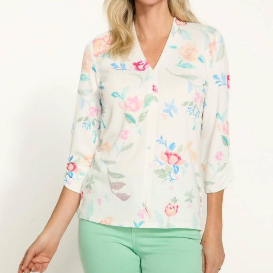 Fdj - 3/4 Sleeve V-neck Top