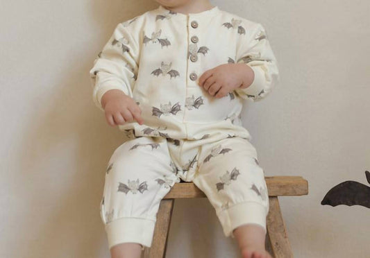 Quincy Mae - Baby's Relaxed Fleece Bats Jumpsuit