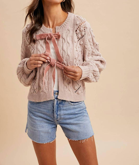 In-Loom - Cable Knit Ribbon Tie Cardigan
