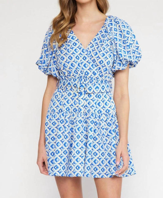 Entro - V-Neck Puff Sleeve Mini Dress
