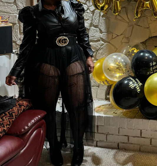 Good Time Usa - LEATHER LACE BUTTON UP DRESS