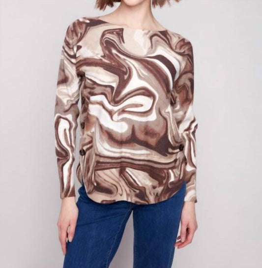 Charlie B - Boat Neck Sweater With Side Buttons