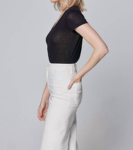 Majestic Filatures - Stretch Linen Short Sleeve V-neck Top