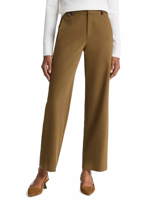 Vince - Mid Rise Faux Leather Trim Straight Leg Pant