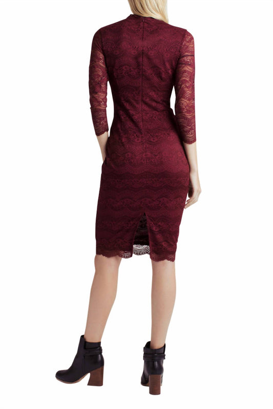 Kensie - High Neck Key Hole Bodycon Floral Lace Dress