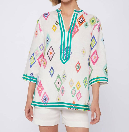 Vilagallo - Diamond Ikat Linen Top