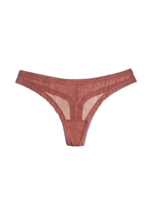 Blush Lingerie - Mesh Lace Trim Thong Panty