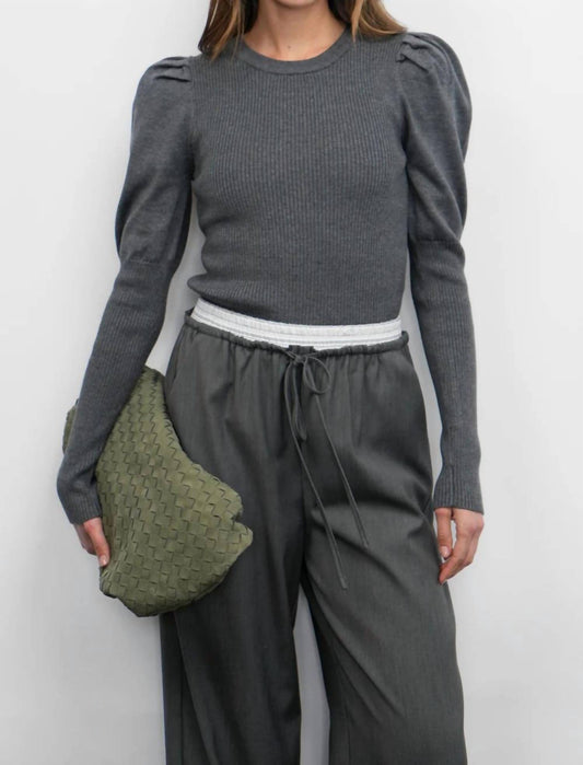 Greylin - renoa puff sleeve ribbed knit top