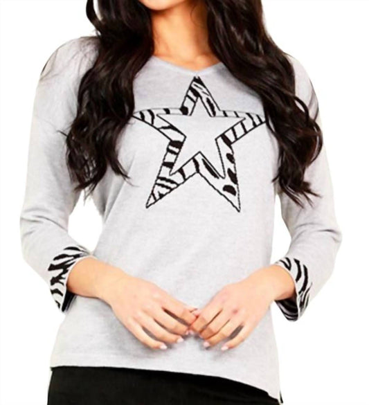 3/4 Star Sleeve V-Neck Sweater