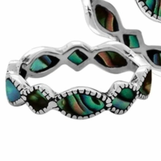 Bali - Women's Geometric Inlaid Band Abalone Shell Ring