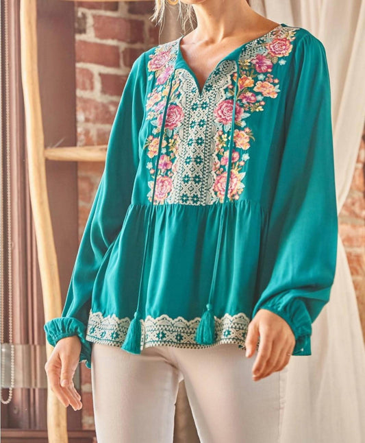 Andree By Unit - Embroidered Peplum Blouse