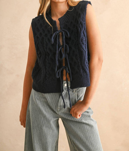 Miou Muse - TIE FRONT CABLE KNITTED VEST