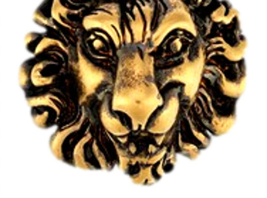 Gucci - Distressed Lionhead Brass Brooch