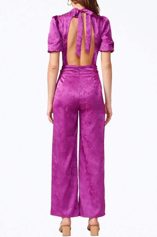 THEO OPEN-BACK SATEEN JACQUARD JUMPSUIT