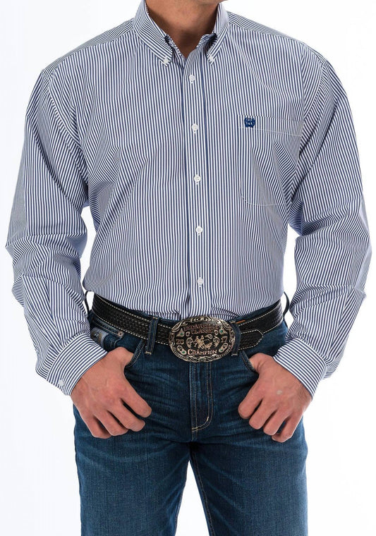 Cinch - Men's Royal Stripe Long Sleeve Button Down Shirt