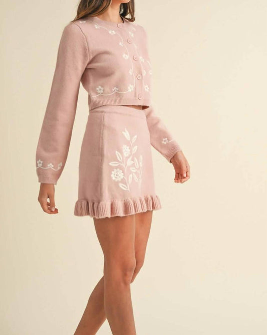 Mable - Floral Cardigan/skirt Set