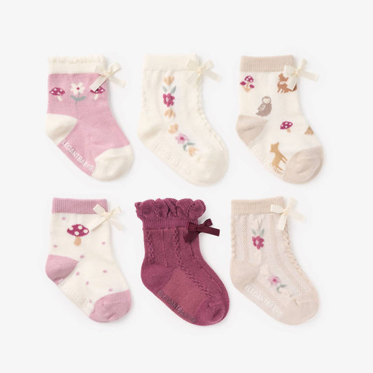 Elegant Baby - Forest Family Non Slip Baby Socks - 6 Pack