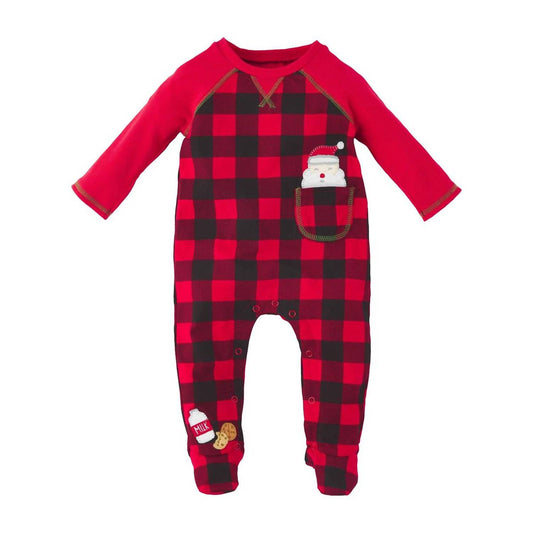 Mudpie - Baby Buffalo Check Santa Sleeper Footies