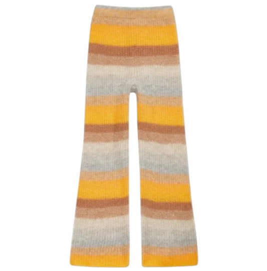 Something Navy - Women's Wide Leg Striped Knitted Pants