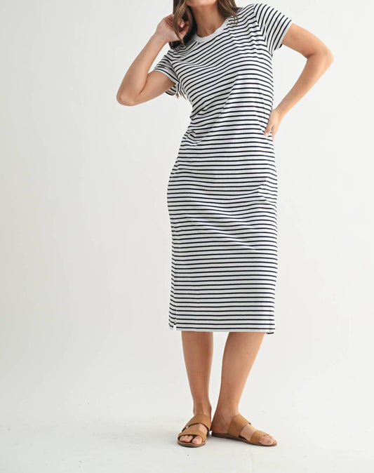 Mono B - Coastal Cotton Striped Tee Dress