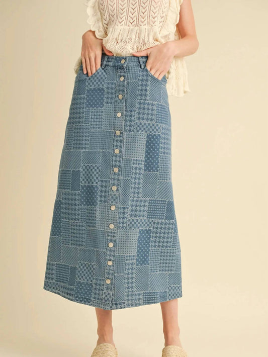 Merci - Patchwork Midi Denim Skirt