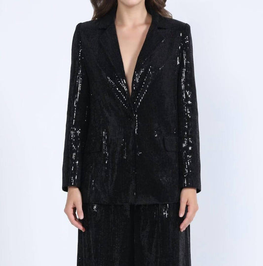 Gracia - Sequin Embellished Long Sleeve Blazer