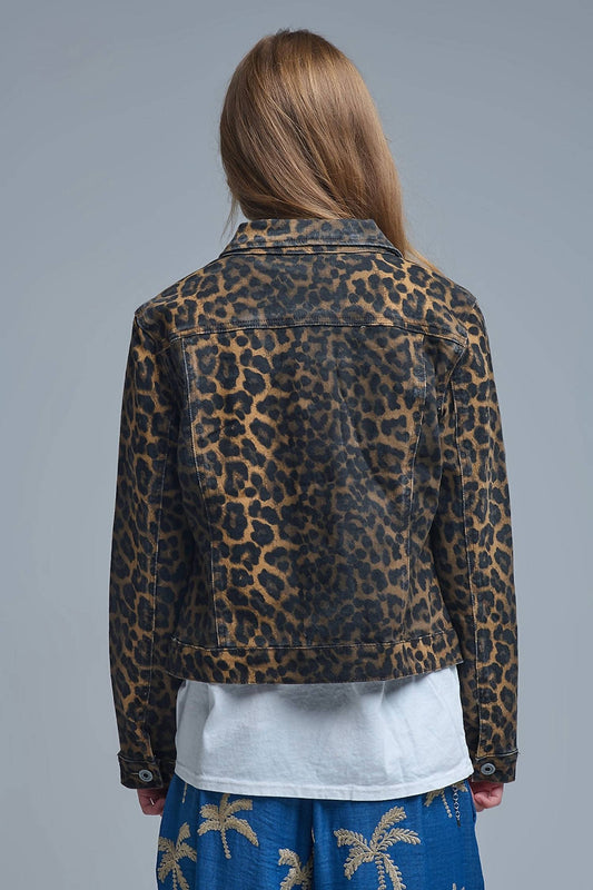 Q2 - Women's Leopard Denim Jacket