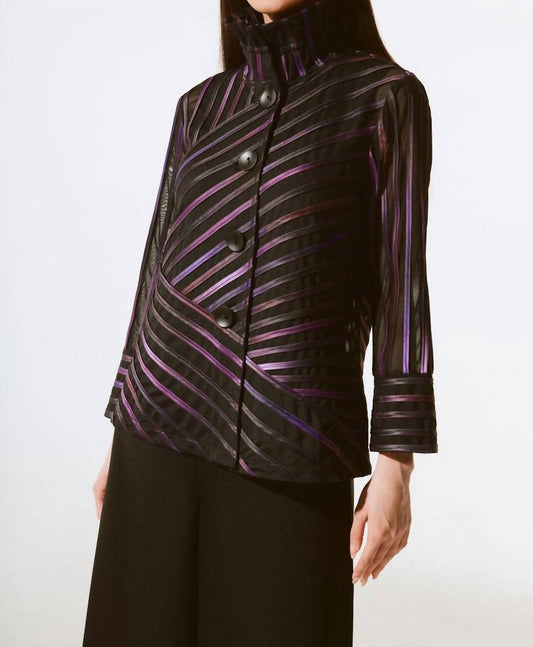 Joseph Ribkoff - Striped High-neck Jacket