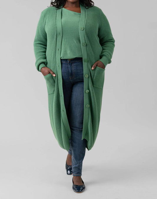 Minnie Rose - Cotton / Cashmere Belted Ribbed Long Cardigan - Plus Size