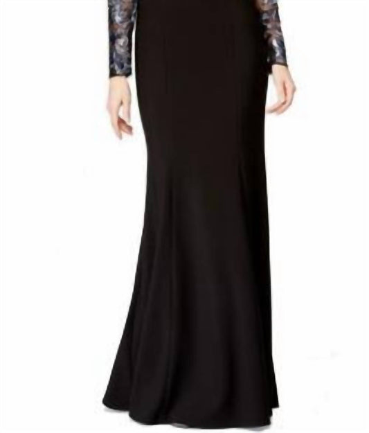 Js Collections - JS Collections Jersey Gown With Sequin Sleeves